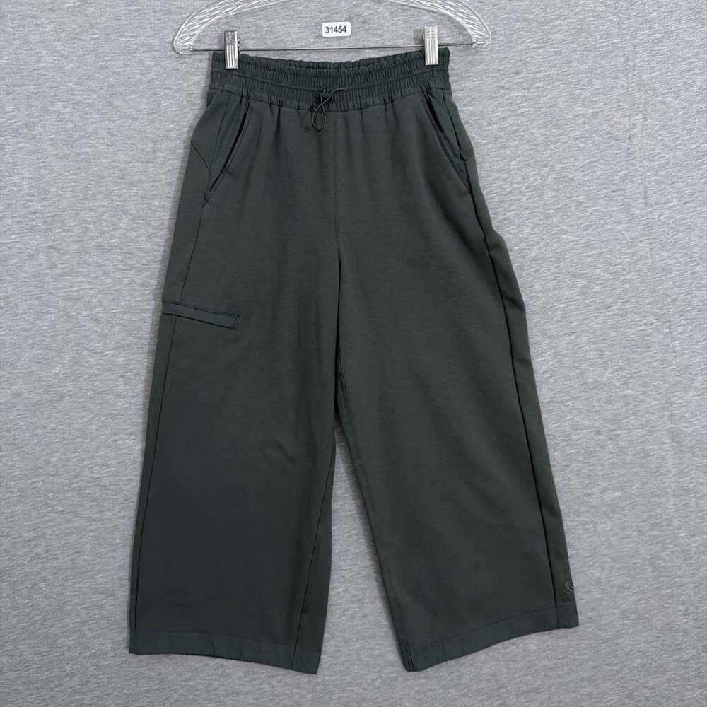 Athleta Womens Size XXS Olive Green Triumph Hybrid Wide Leg Crop Pants